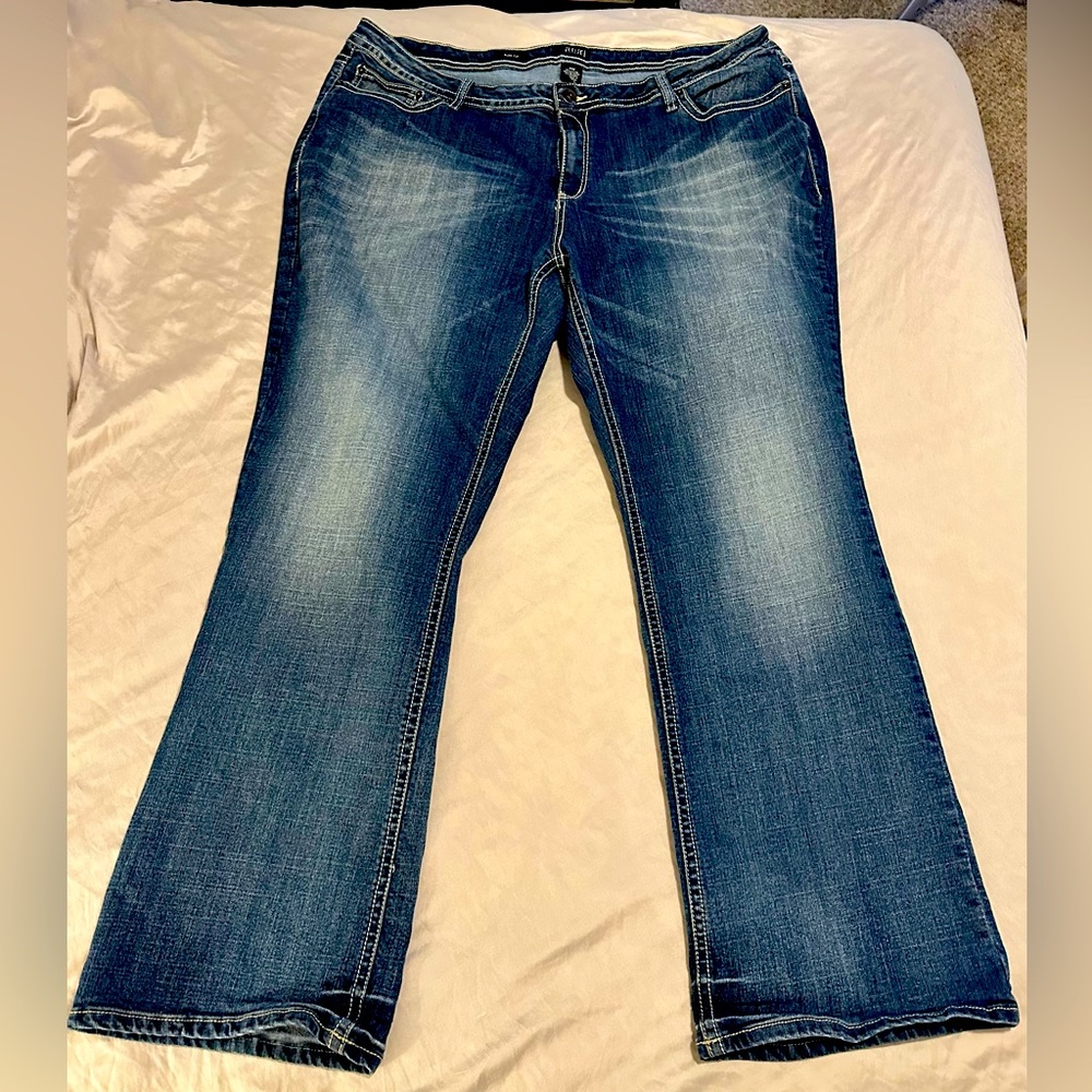 a.n.a. Boot Cut Jeans with Thick Stitching Flap Pockets, Size 24W